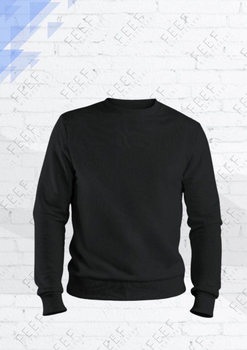 Sweatshirt  Bisiklet Yaka Siyah