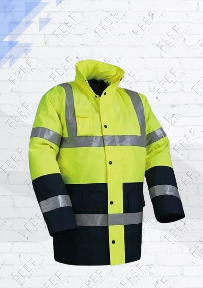 Reflektörlü Hi-Vis Sarı Neon Parka