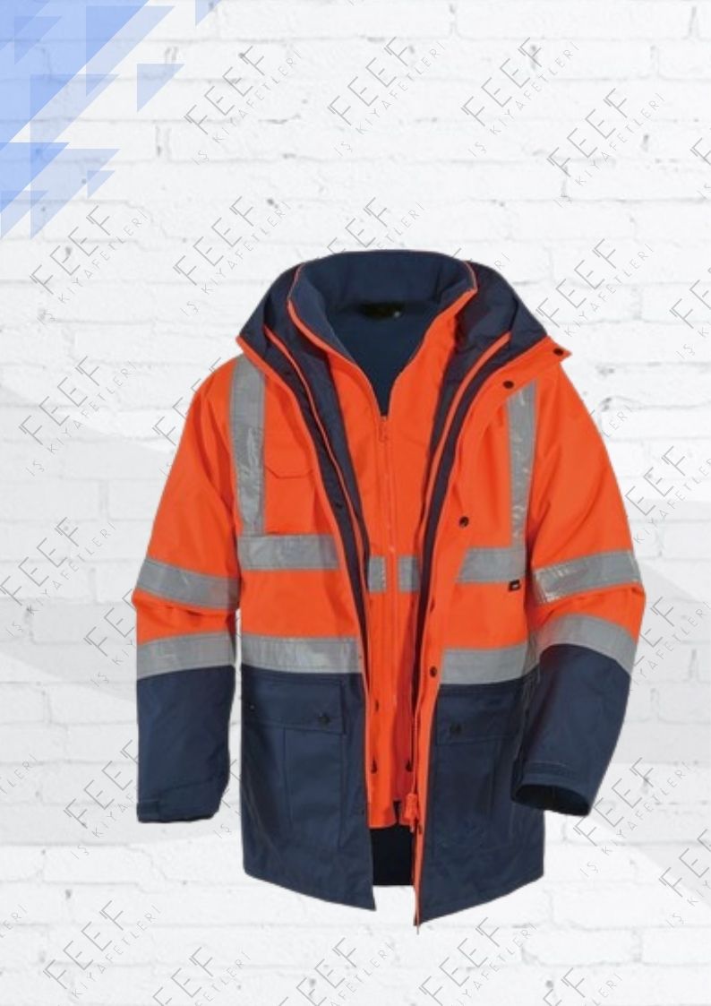 5+1 Reflektörlü Hi-Vis Parka Turuncu Neon
