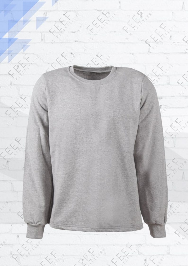 Sweatshirt Bisiklet Yaka Gri Melanj BSGM