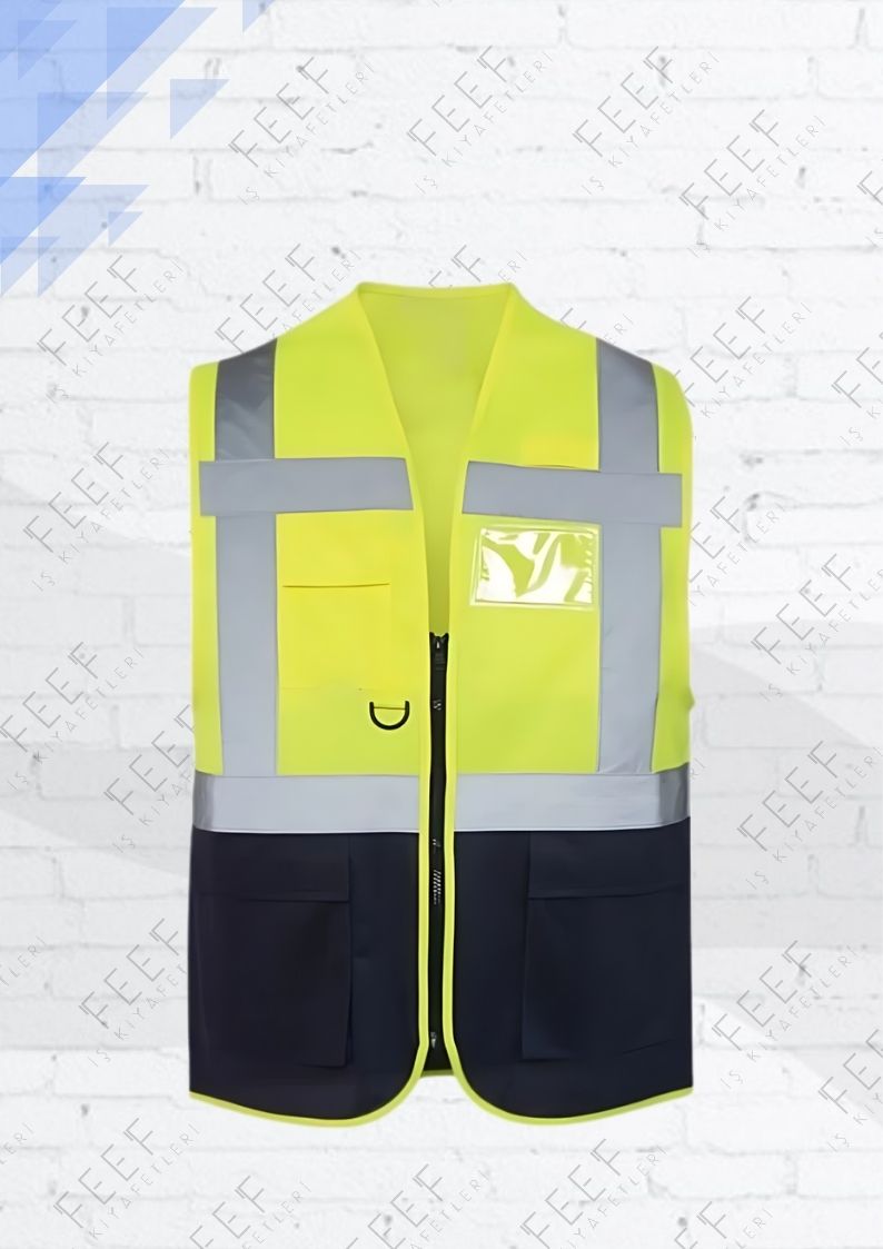 Mühendis Yeleği Sarı/Lacivert Reflektörlü