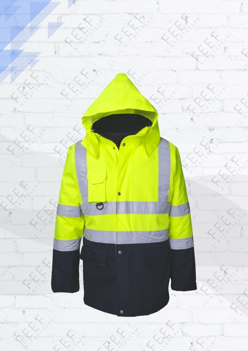 Reflektörlü Hi-Vis Sarı Neon Parka