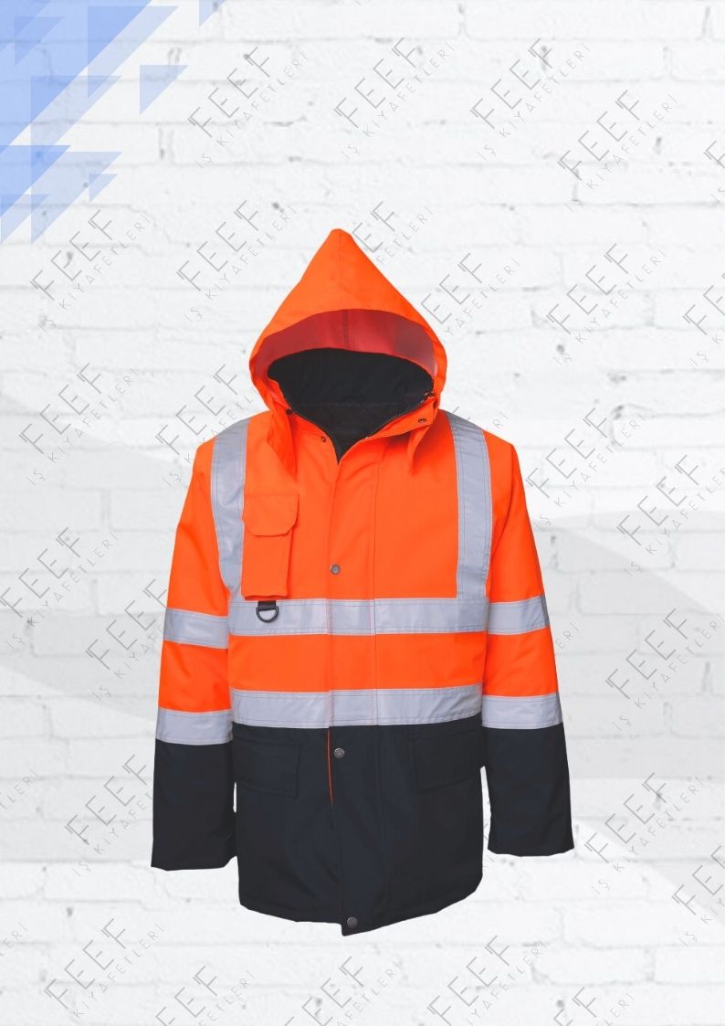 Reflektörlü Hi-Vis Turuncu Neon Parka