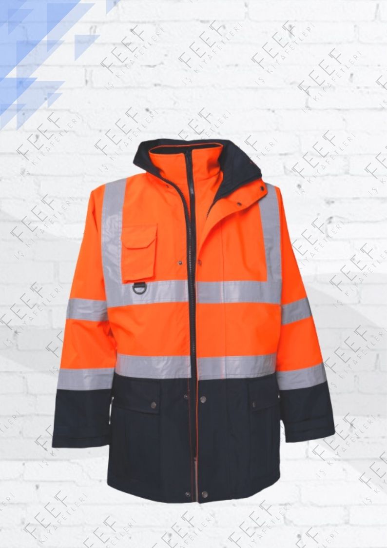 Reflektörlü Hi-Vis Turuncu Neon Parka